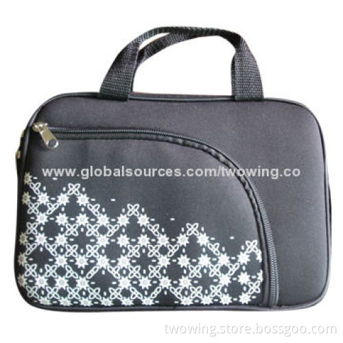 Neoprene laptop bag, suitable for 7, 10" computer, with PP webbing handle, solid print logo